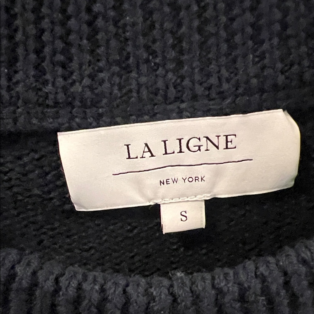 La Ligne Blue-navy and Tan Striped Crew Neck Sweater - Picture 2 of 4